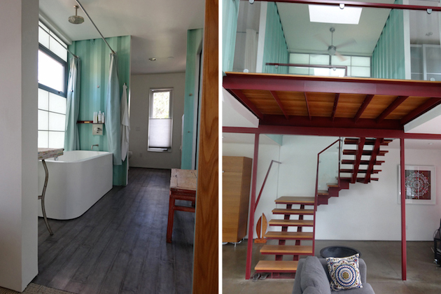 You would never expect such modern fixtures inside an oversized corrugated box.